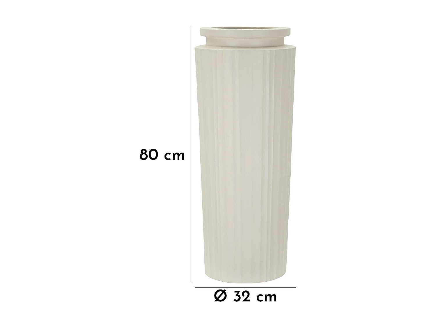 Vaso in magnesio colore crema cm ø 32x80