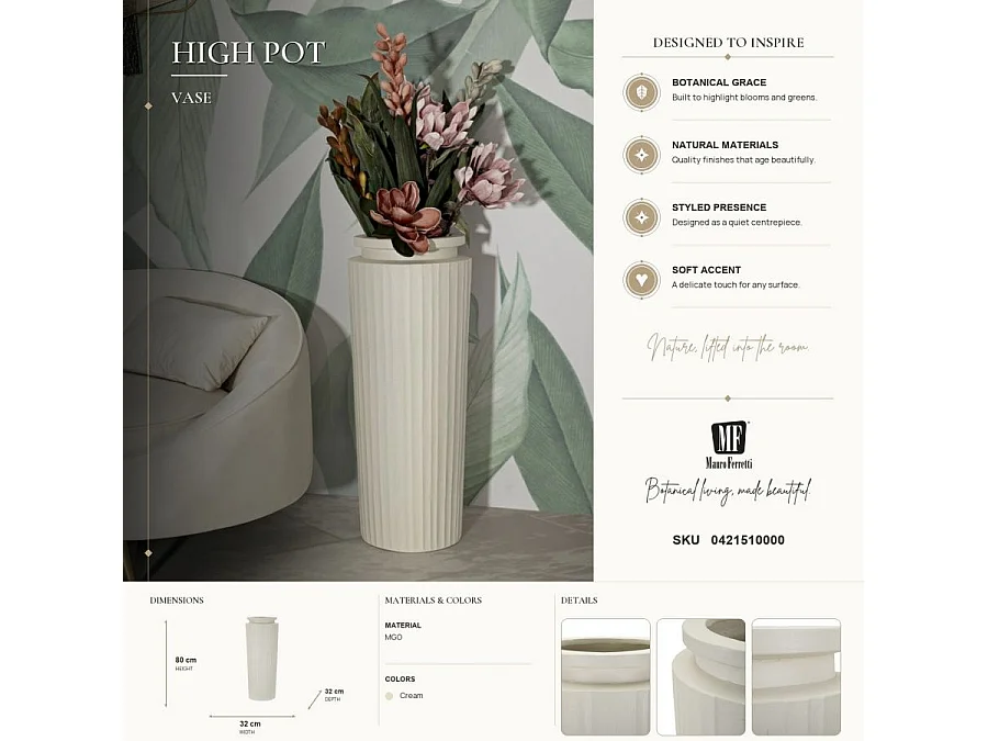 Vase en Céramique "Hight" 80cm Crème