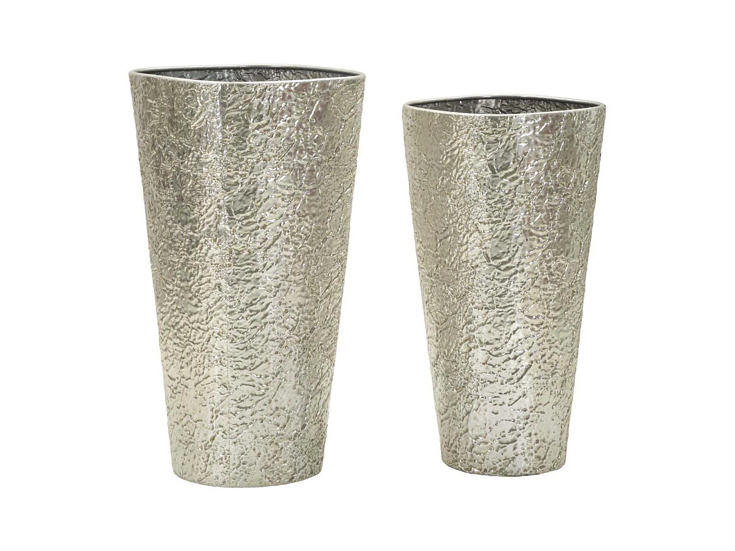 Portavasi in metallo argento set 2 pz cm ø 41x80,5-35x71