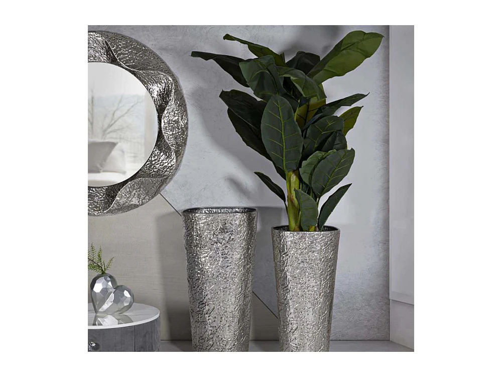 Portavasi in metallo argento set 2 pz cm ø 41x80,5-35x71