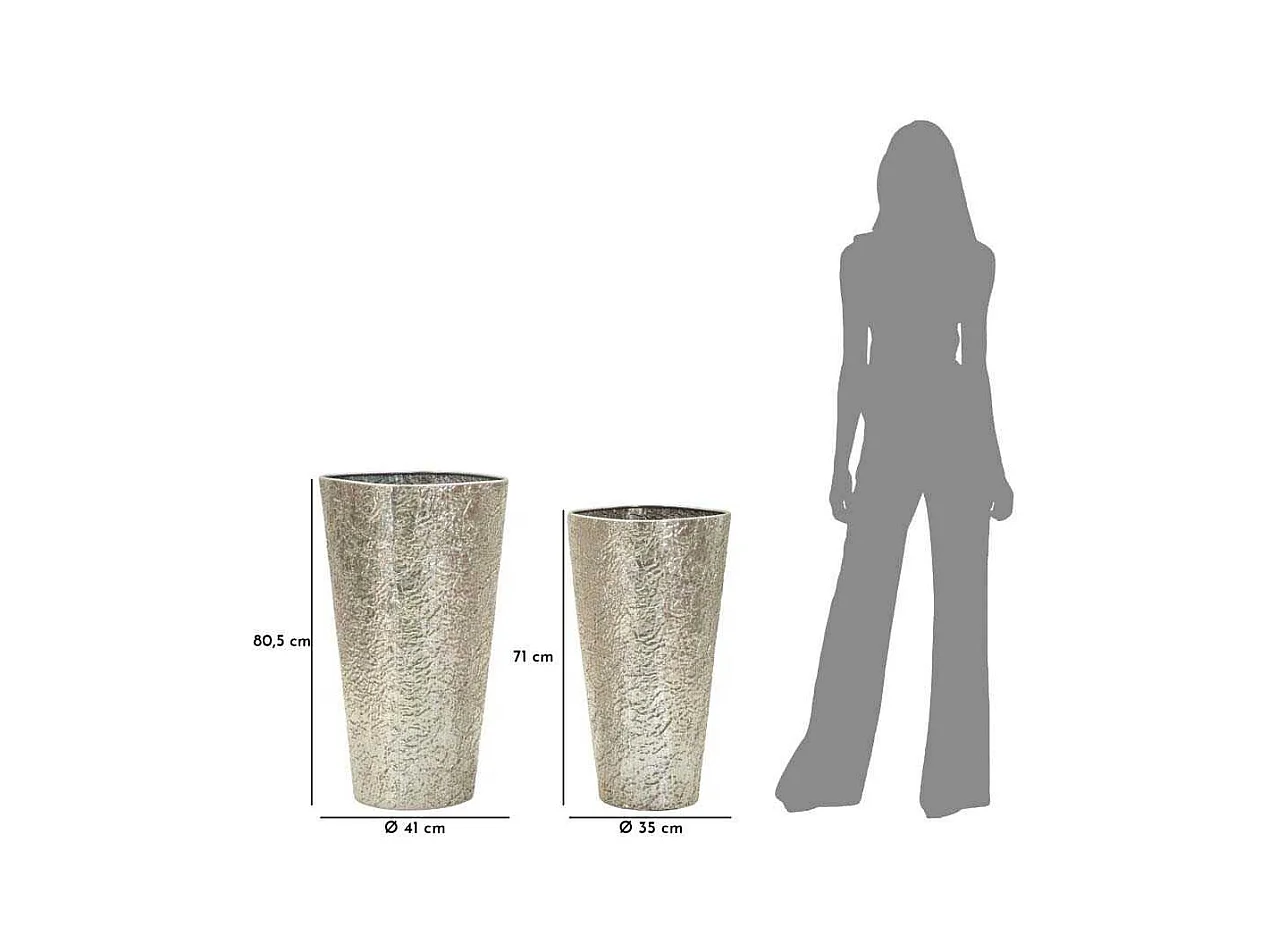 Portavasi in metallo argento set 2 pz cm ø 41x80,5-35x71