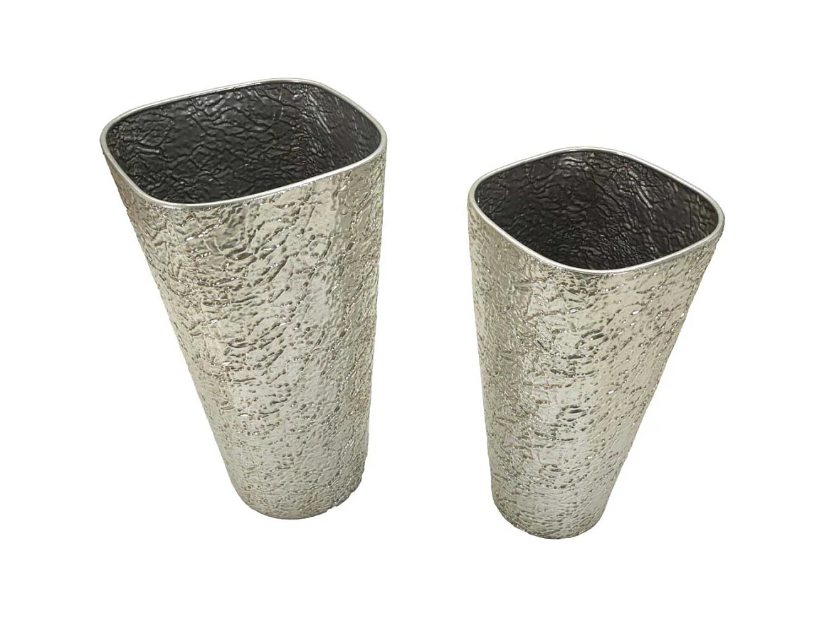 Portavasi in metallo argento set 2 pz cm ø 41x80,5-35x71