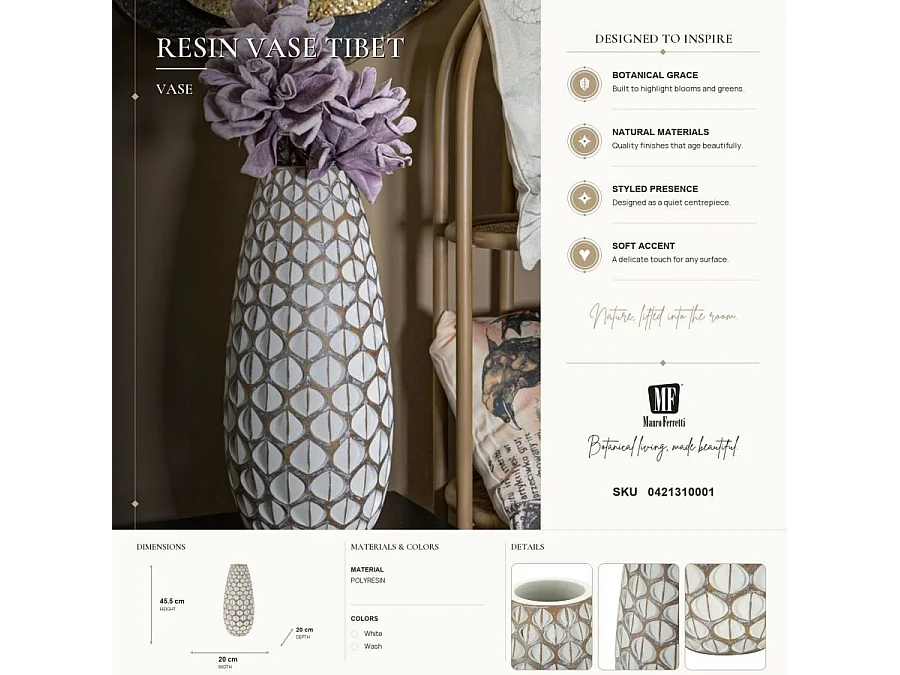 Vase Déco en Résine "Tibet" 45cm Multicolore