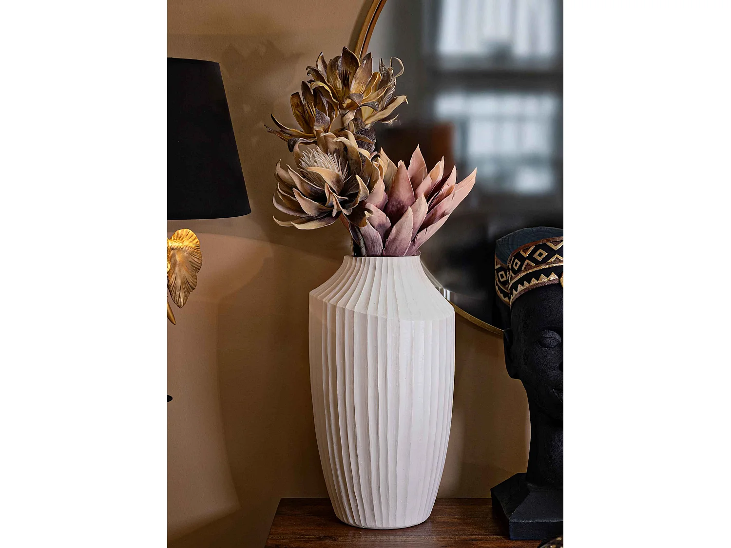 Vaso in magnesio colore crema cm ø 28,5x50,5