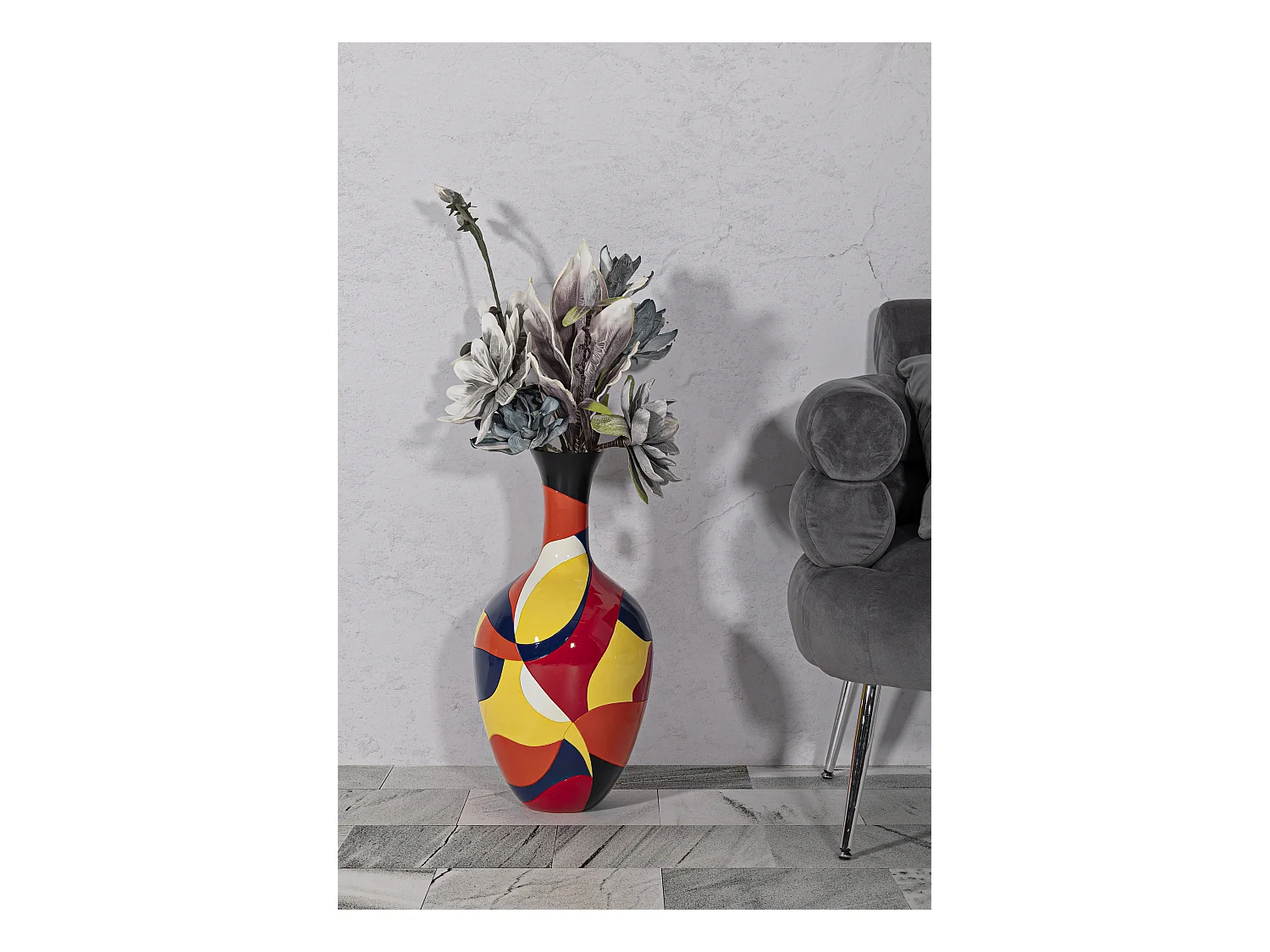 Vase Déco en Résine "Rubic" 59cm Multicolore