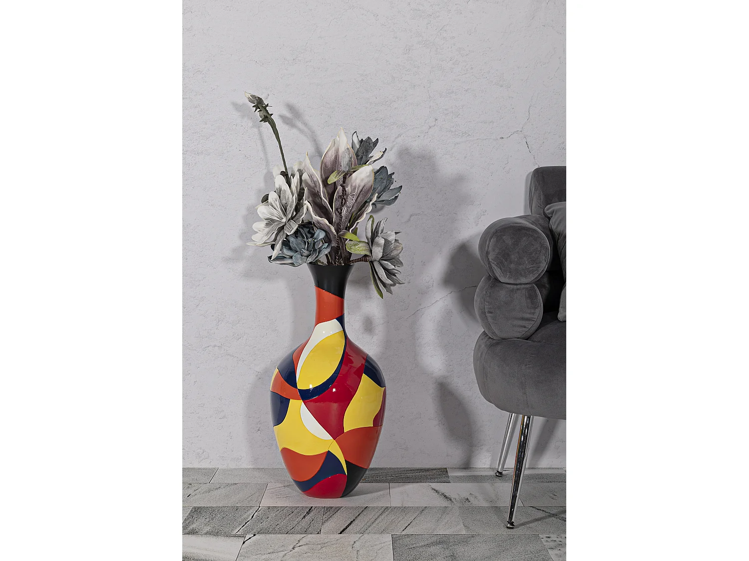 Vase Déco en Résine "Rubic" 59cm Multicolore