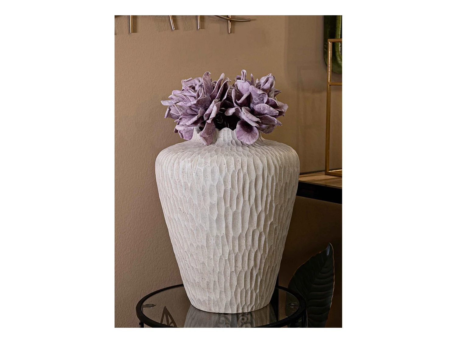 Vaso in magnesio colore crema cm ø 32x40