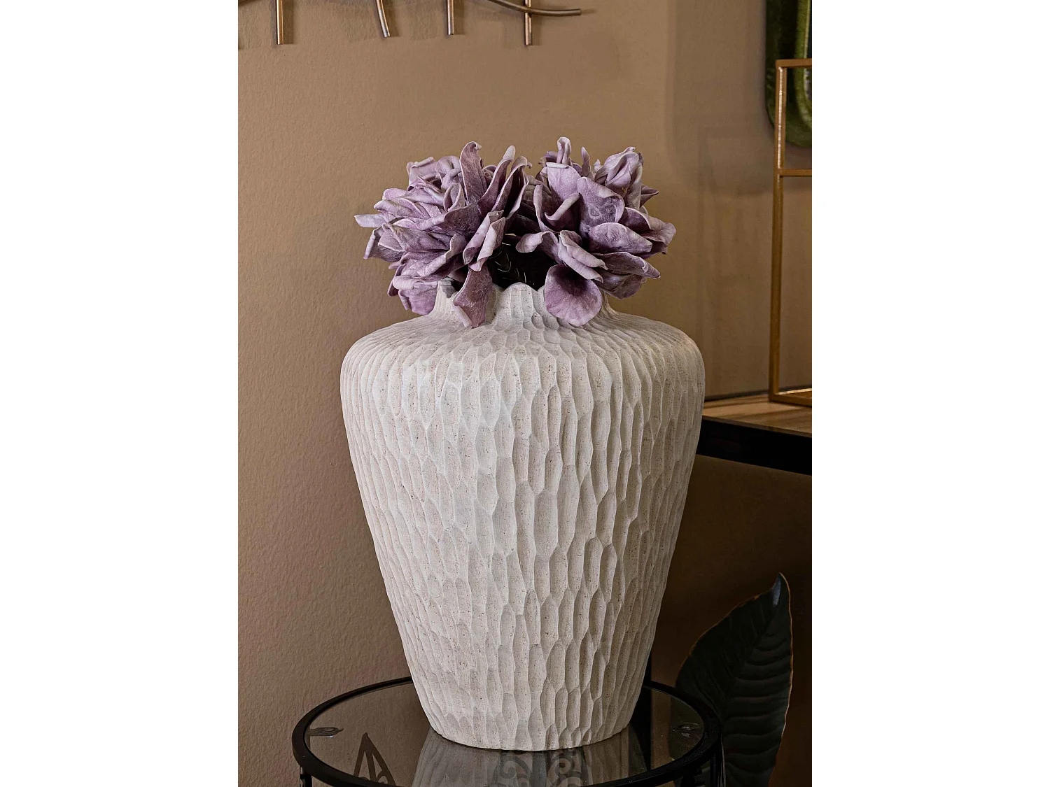 Vaso in magnesio colore crema cm ø 32x40