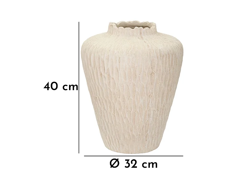 Vase aus Magnesia cremefarben Ø 32x40 cm
