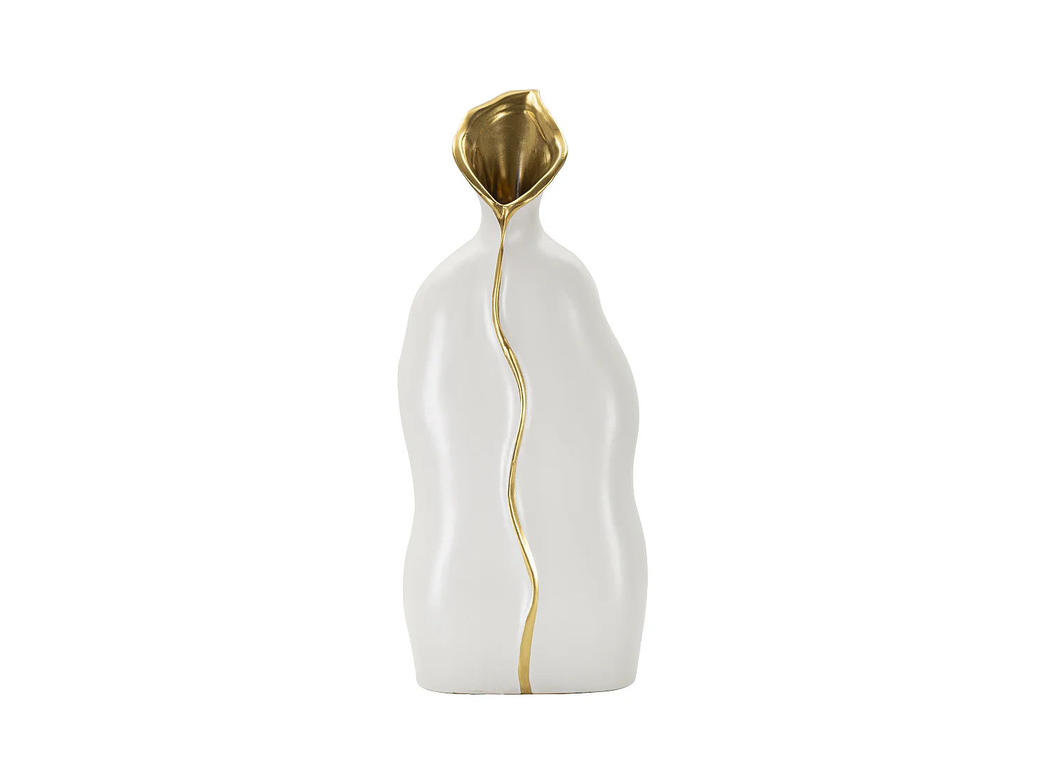 Vaso decorativo in ceramica bianco e oro cm 16x8x40