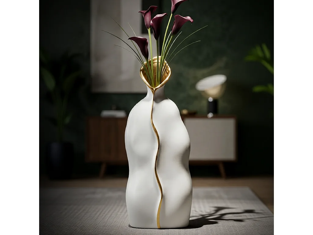Vase Design en Céramique "Uma" 40cm Blanc