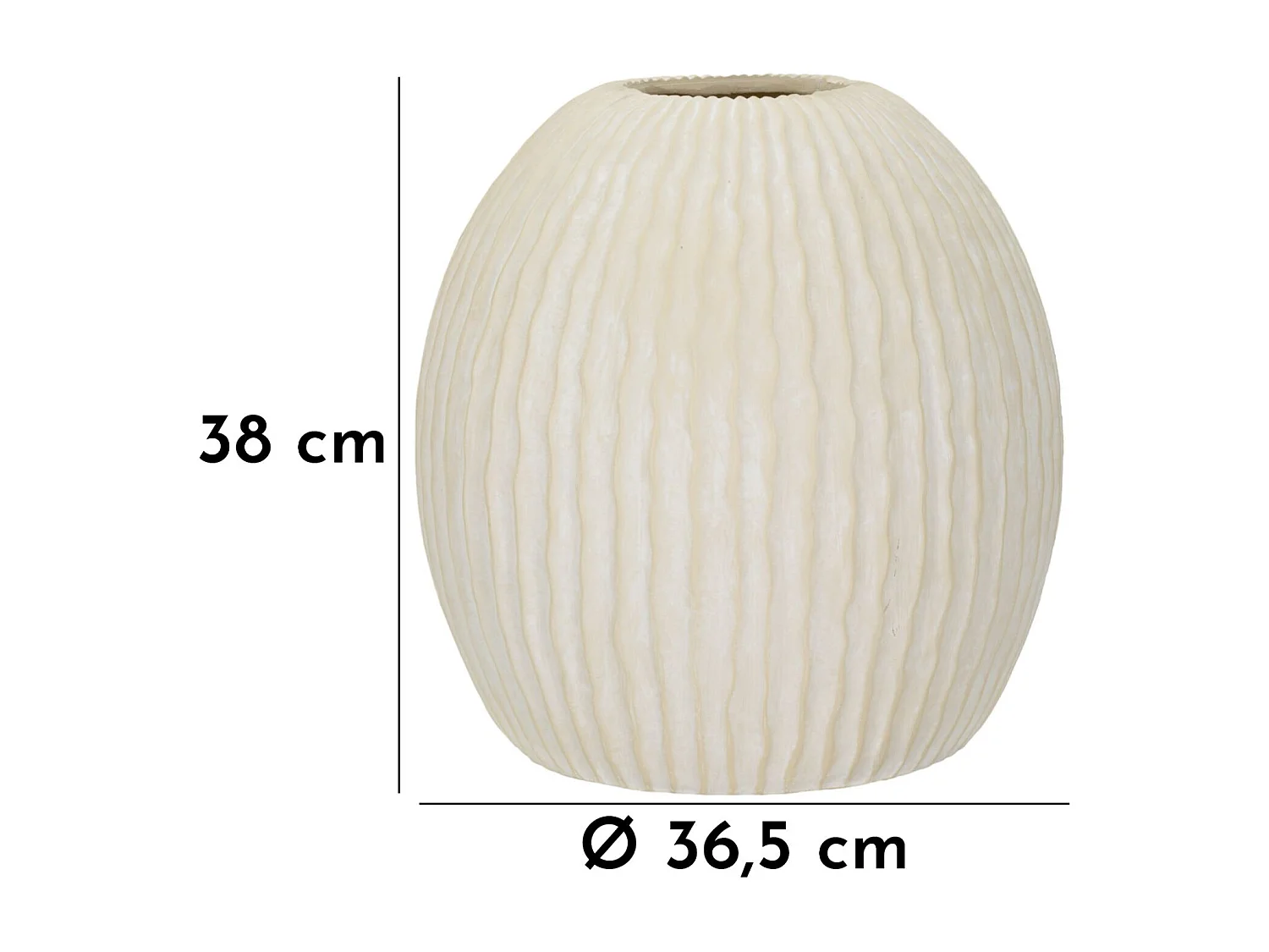 Vaso in magnesio colore crema cm ø 36,5x38