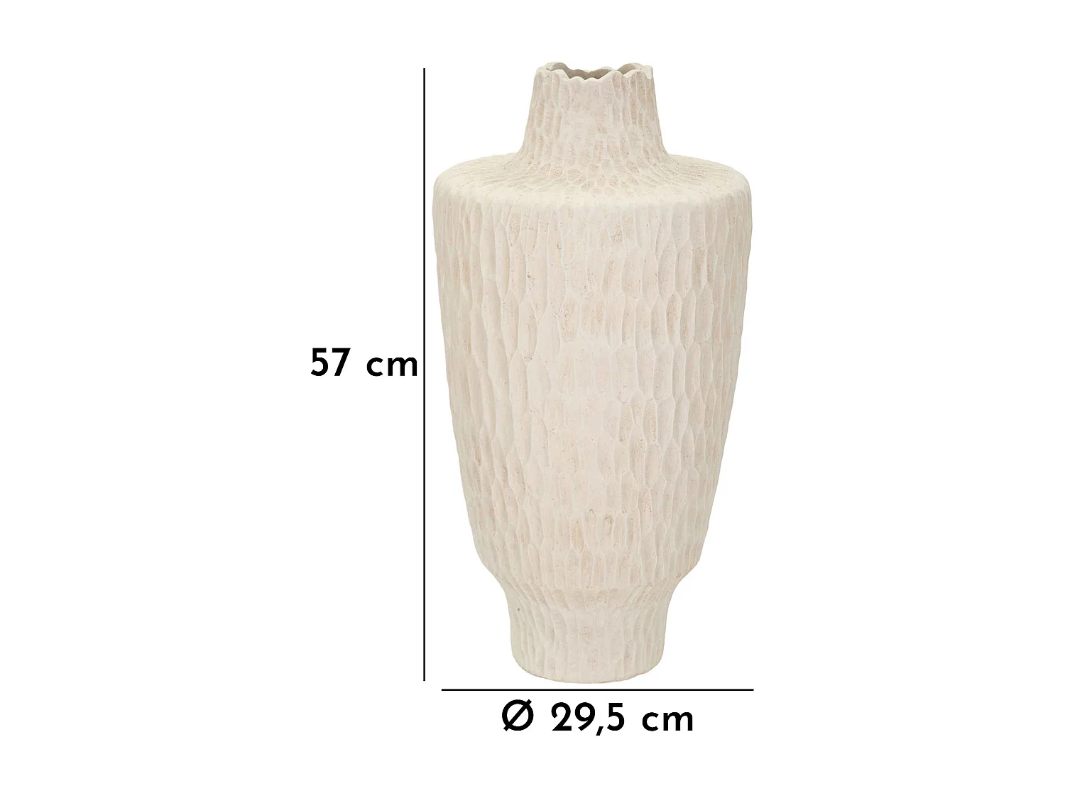 Vaso in magnesio colore crema cm ø 29,5x57