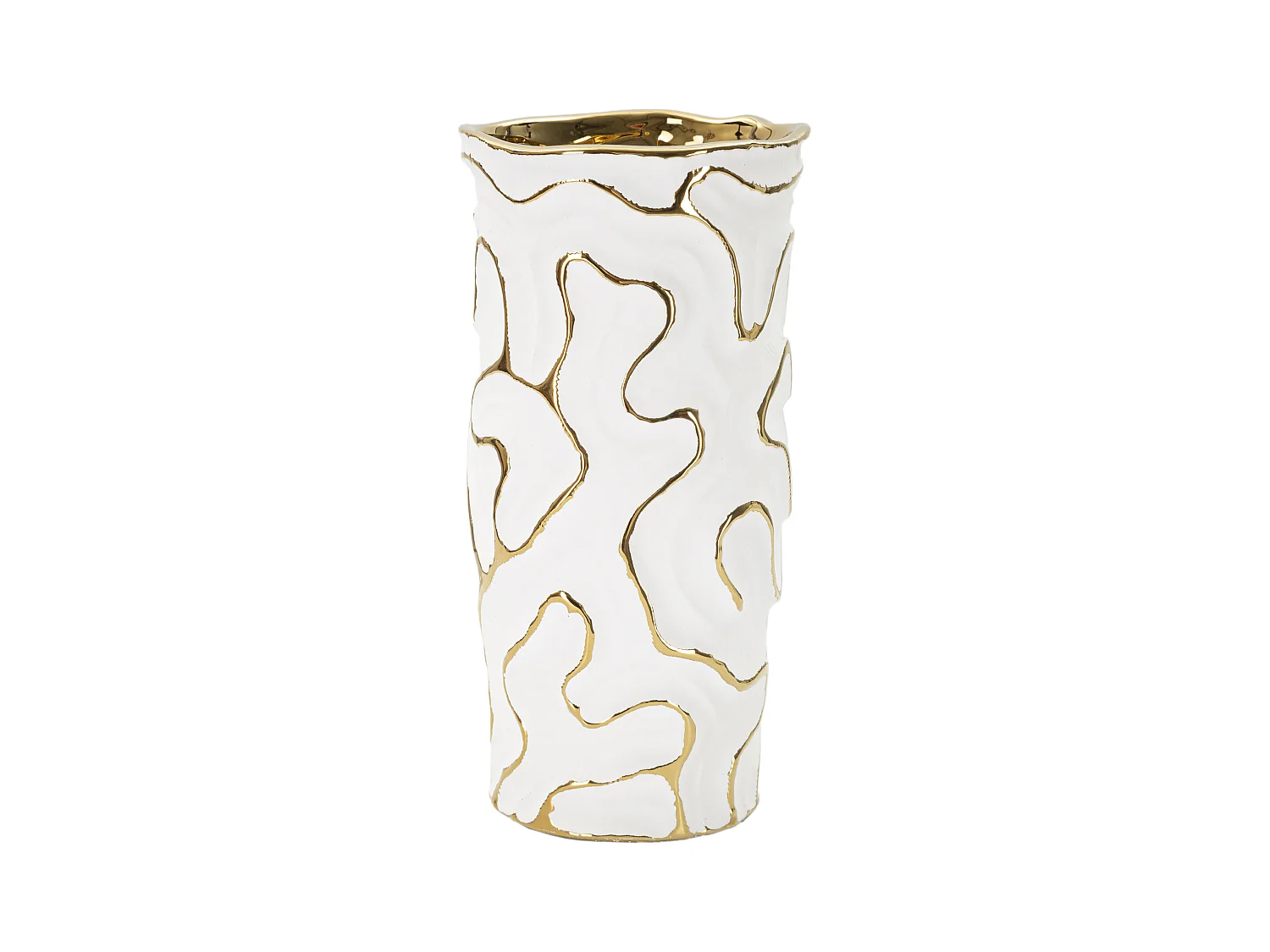 Vaso decorativo in ceramica bianco e oro Ø cm 12,5x25