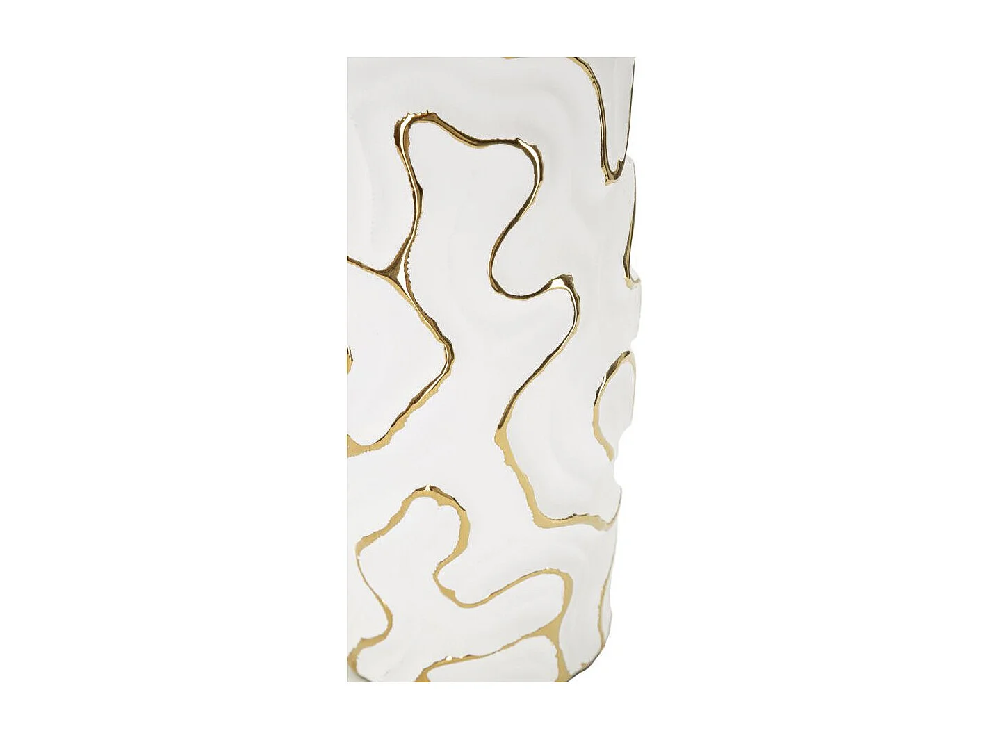 Decoratieve witte en gouden keramische vaas Ø 12,5x25 cm
