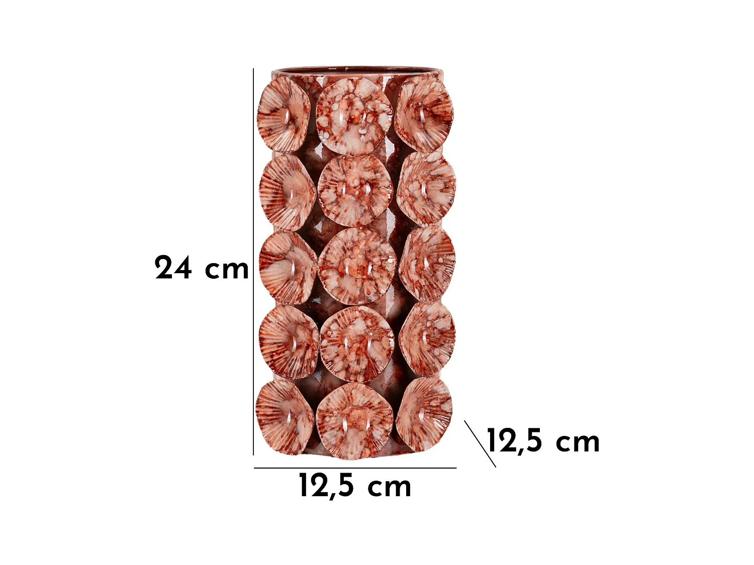 Vase en métal rouge cm 12,5x12,5x24