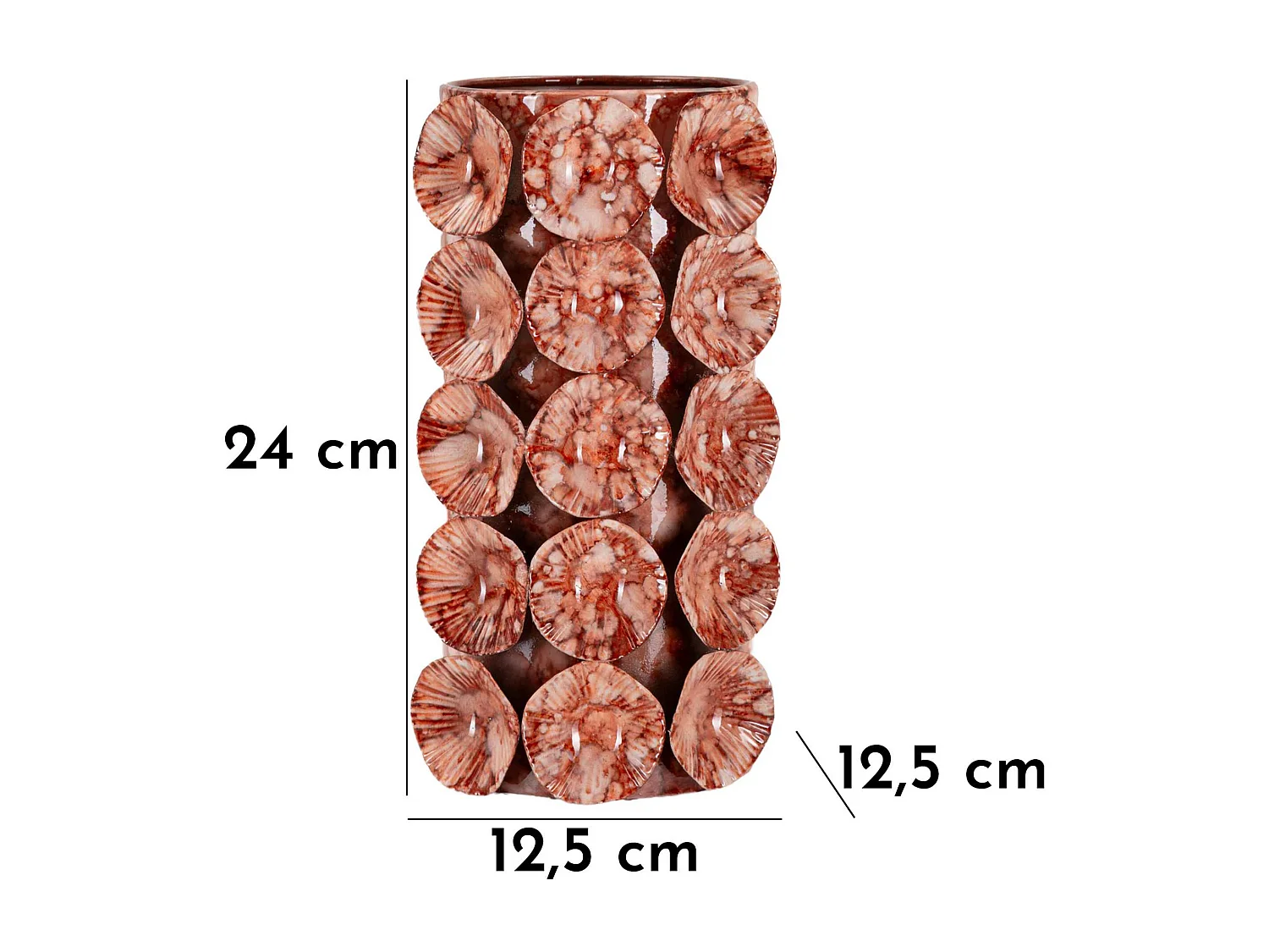 Vase en métal rouge cm 12,5x12,5x24