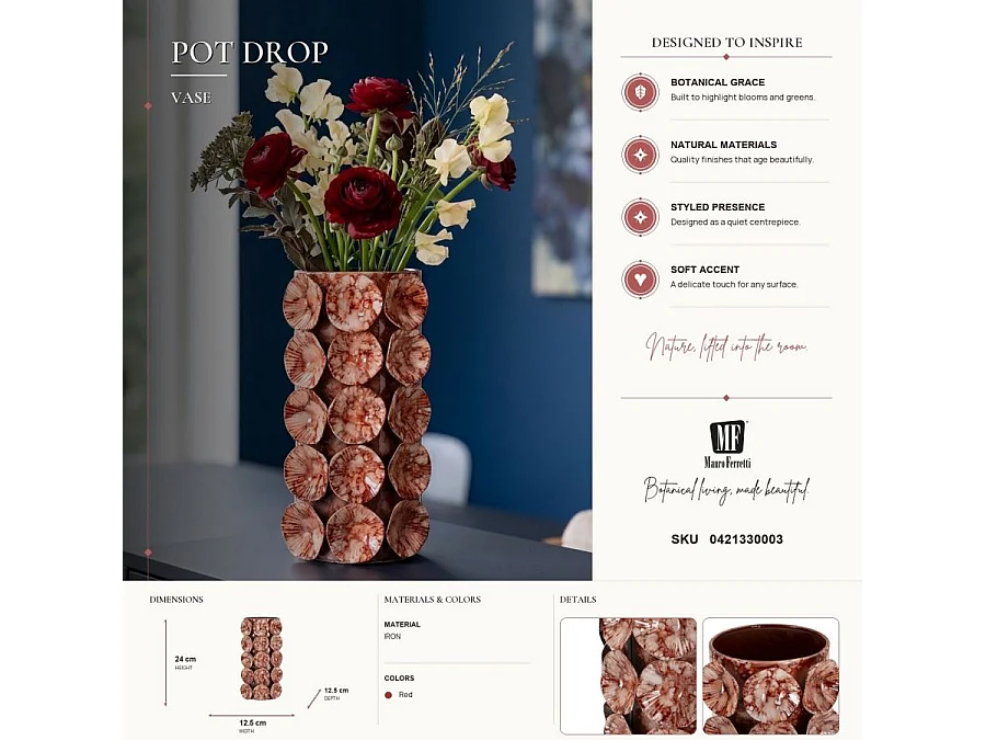 Vase Design "Drop" 24cm Rouge