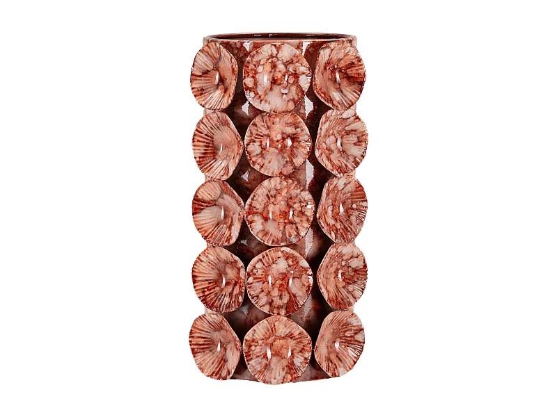 Vase en métal rouge cm 12,5x12,5x24