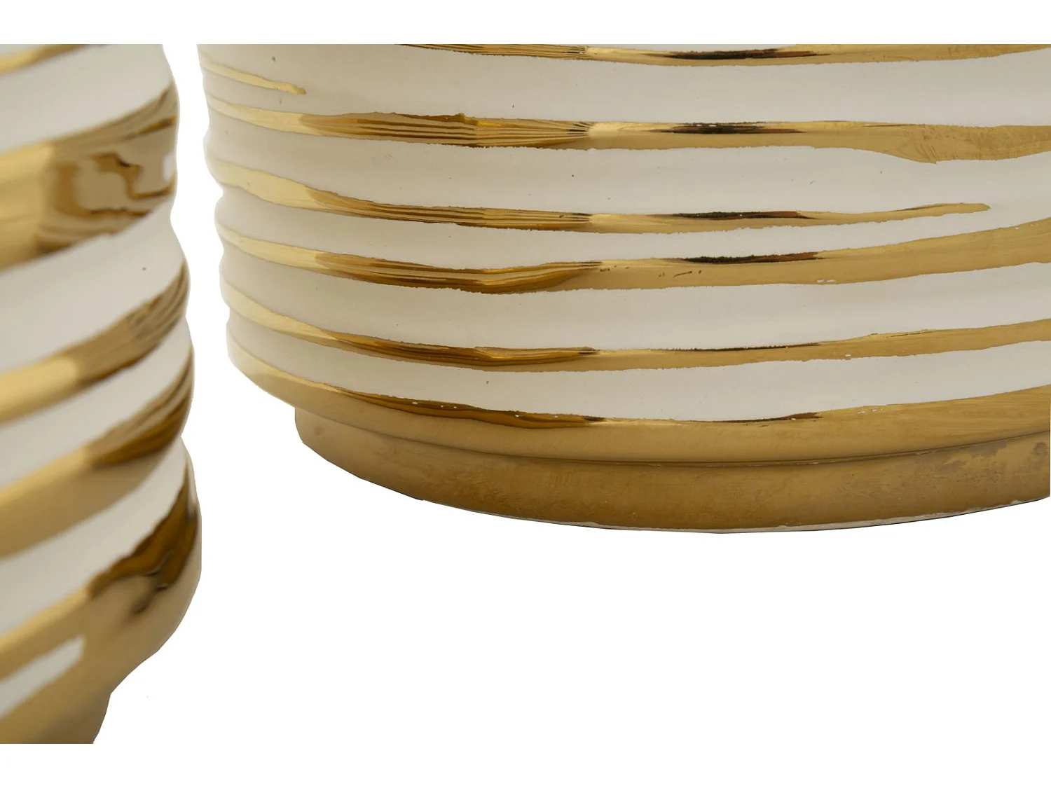 Lot de 2 Vases en Céramique "Blom" 23cm Or & Blanc