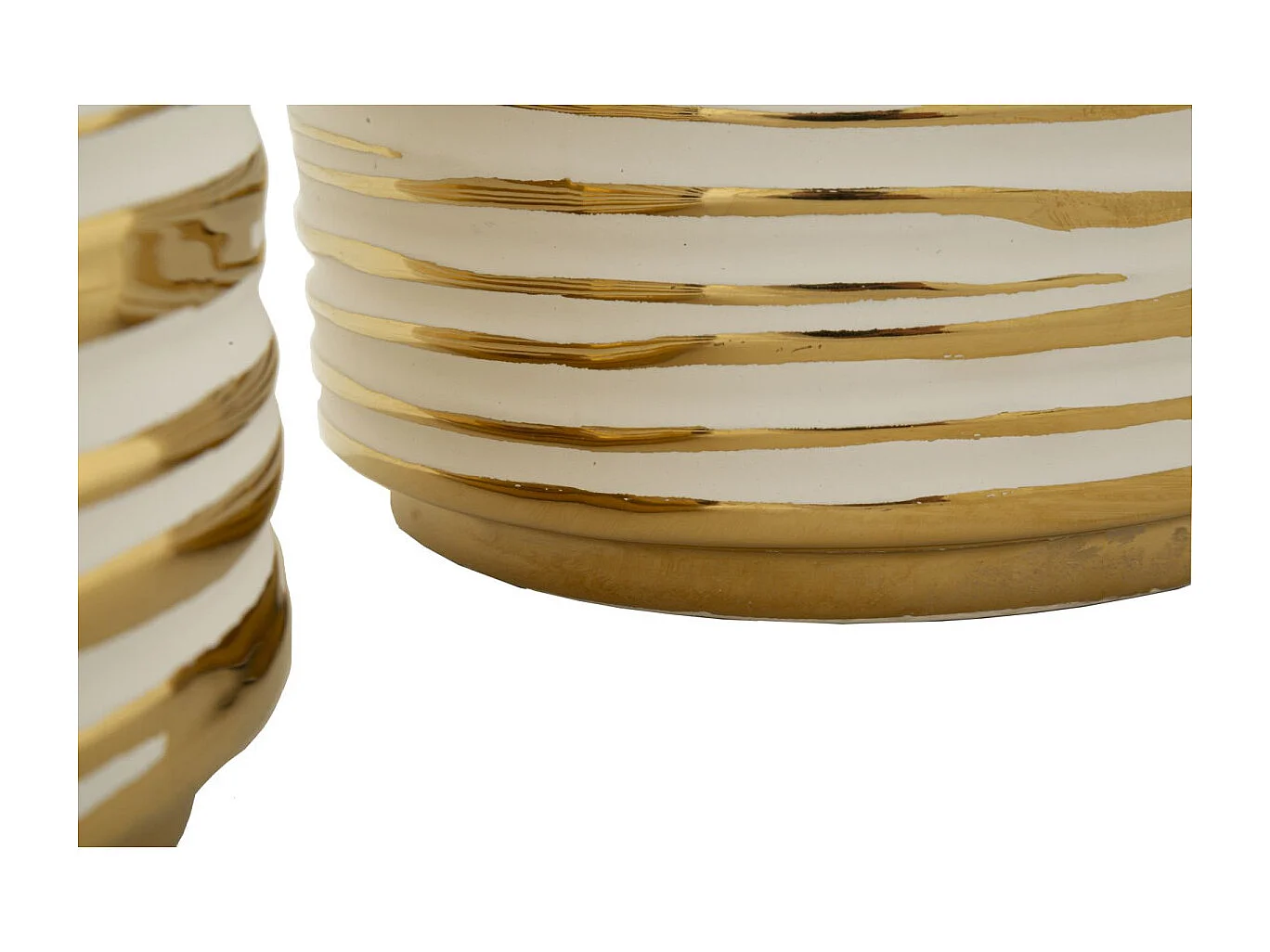 Lot de 2 Vases en Céramique "Blom" 23cm Or & Blanc