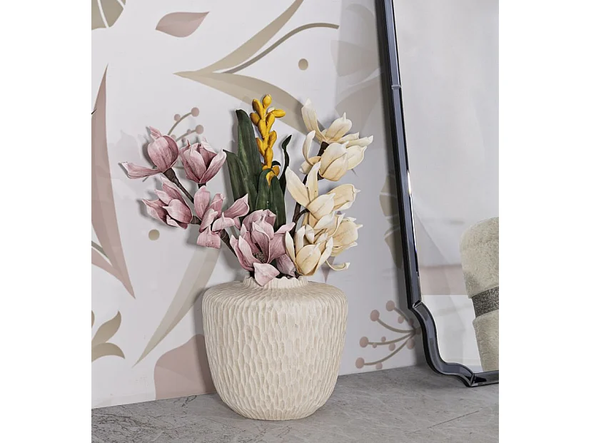 Vaso in magnesio colore crema cm ø 35x32,5