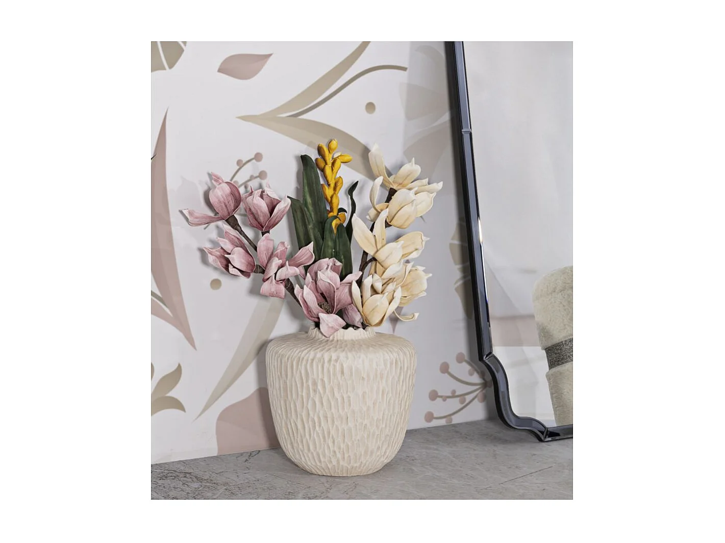 Vaso in magnesio colore crema cm ø 35x32,5