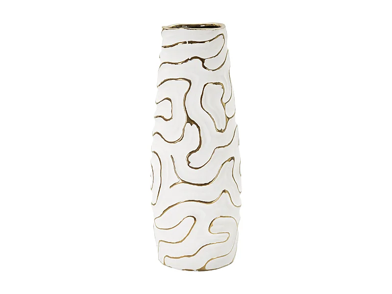 Vaso decorativo in ceramica bianco e oro Ø cm 14,5x39,5