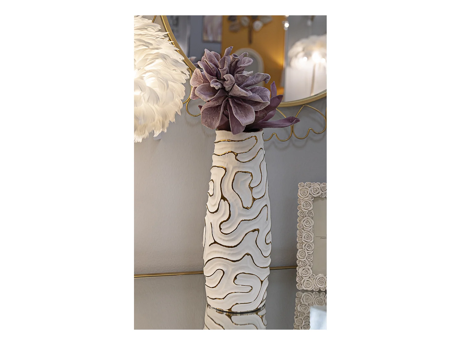Vase Design en Céramique "Lia" 39cm Blanc
