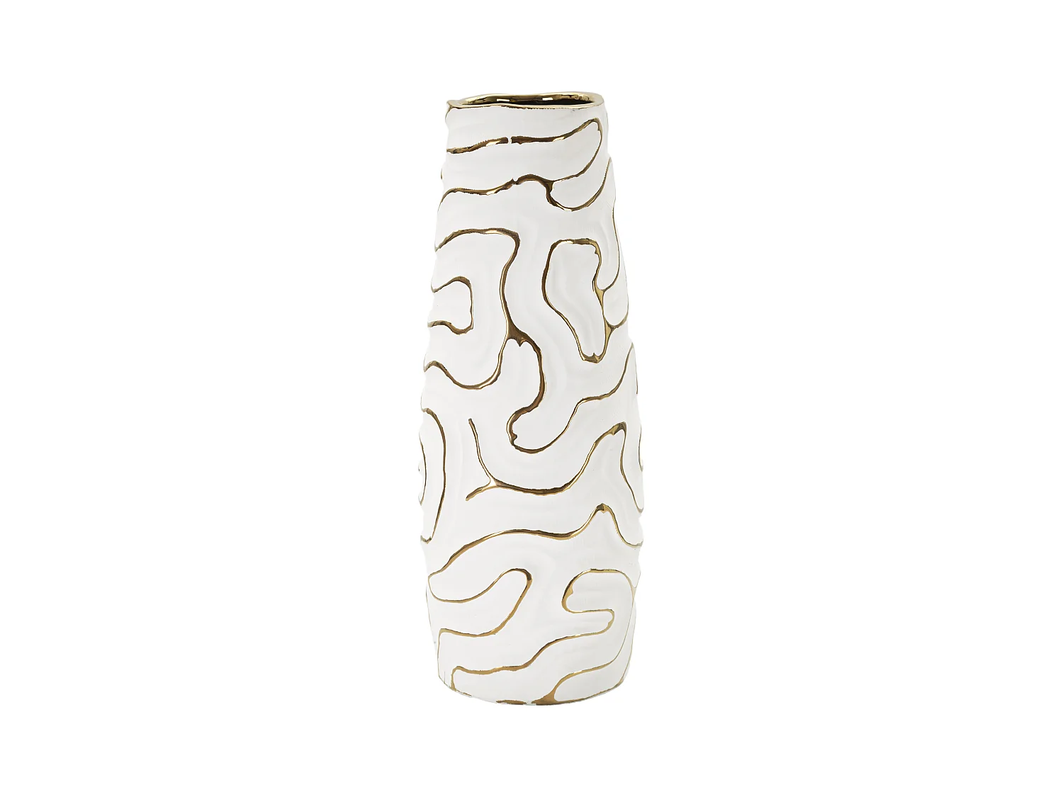 Vaso decorativo in ceramica bianco e oro Ø cm 14,5x39,5