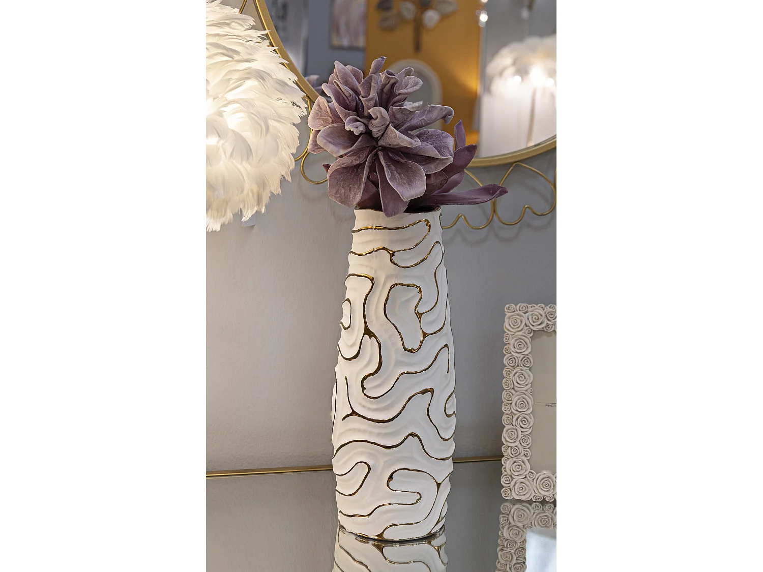 Vase Design en Céramique "Lia" 39cm Blanc