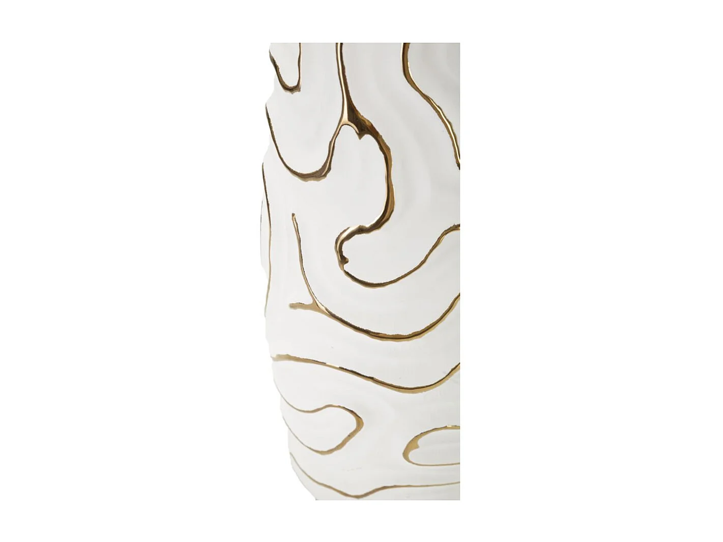Decoratieve witte en gouden keramische vaas Ø 14,5x39,5 cm