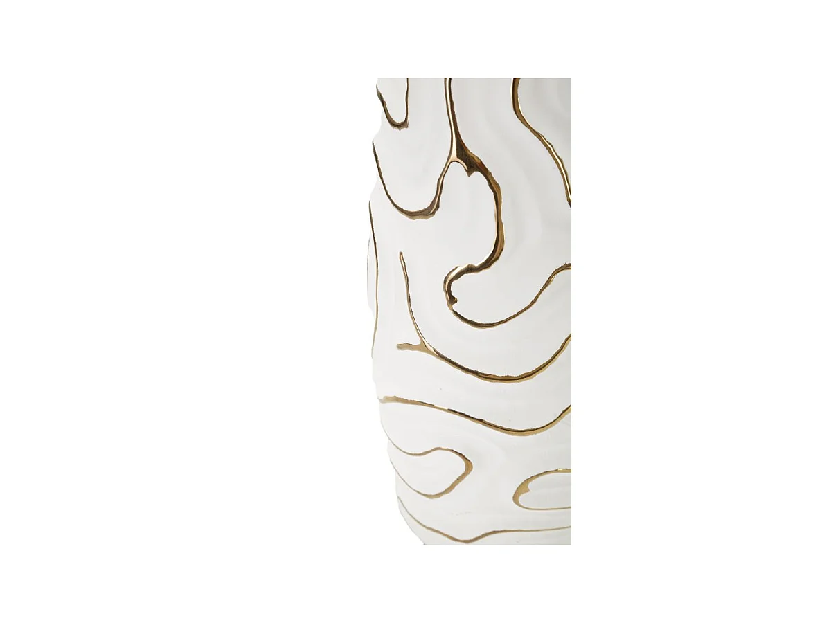 Dekovase als Wohnaccessoire - weiß, goldfarben, Keramik, Glamour-Stil, Höhe 39,5 cm - Lia