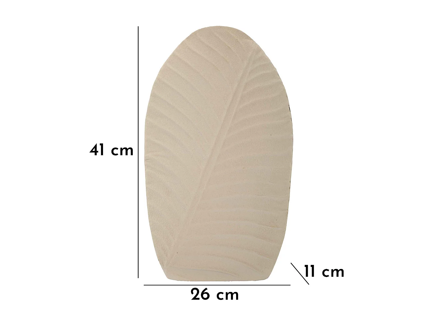 Vase en métal couleur crème 26x11x41 cm