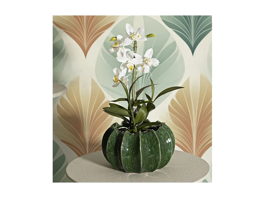 Vaso in ceramica colore verde cm ø 22x13,5