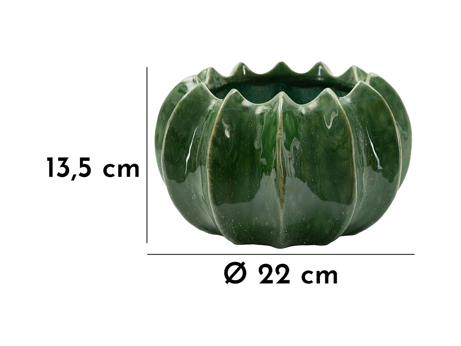 Vaso in ceramica colore verde cm ø 22x13,5