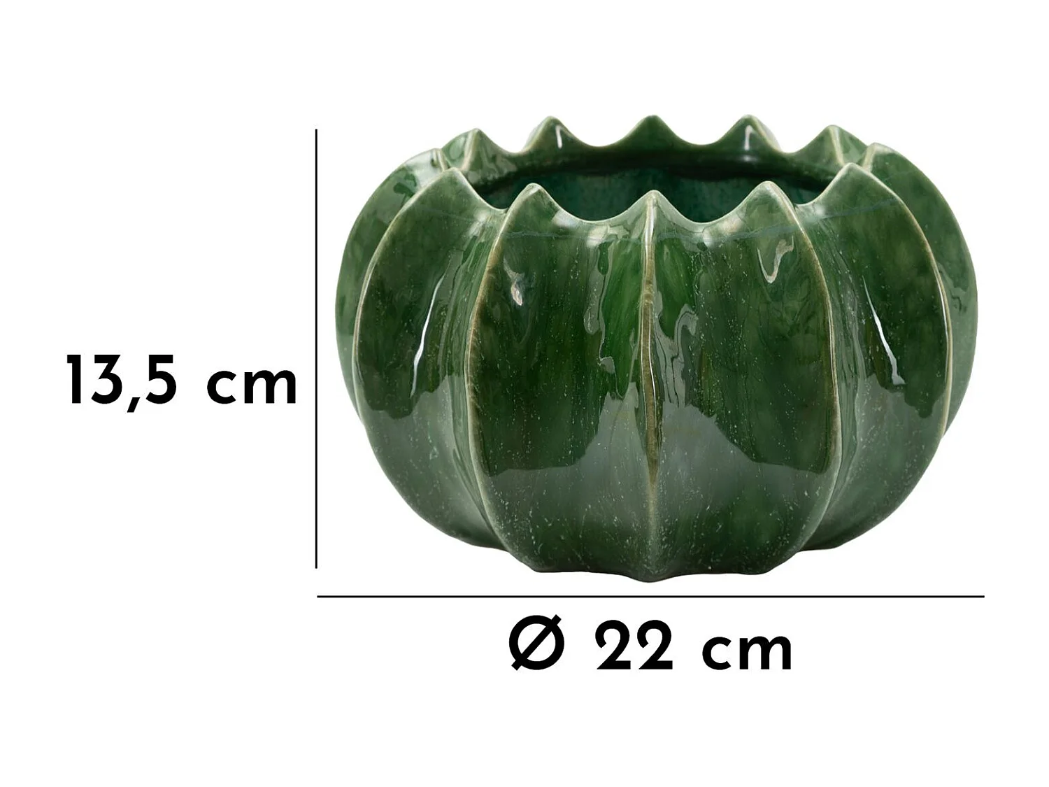 Vase en céramique verte, ø 22x13,5 cm