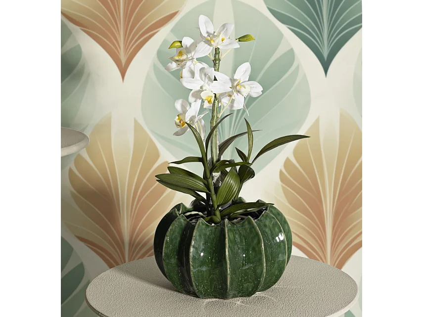 Vaso in ceramica colore verde cm ø 22x13,5