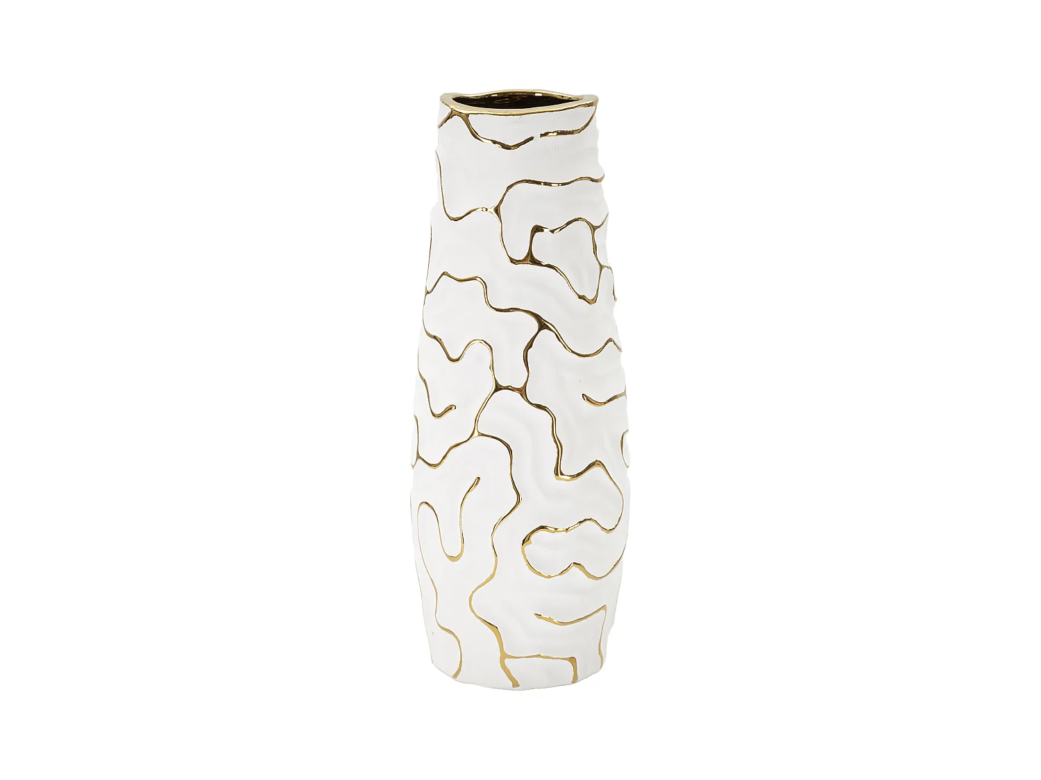 Vaso decorativo in ceramica bianco e oro Ø cm 12x29,5