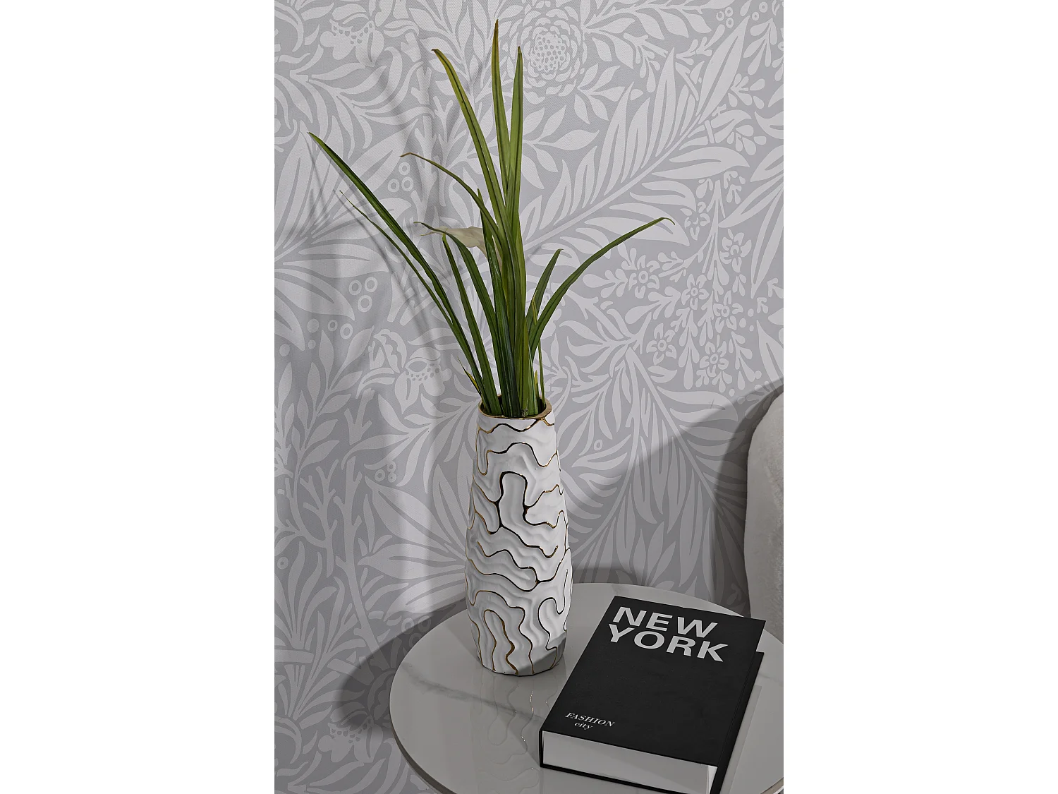 Vase Design en Céramique "Lia" 29cm Blanc