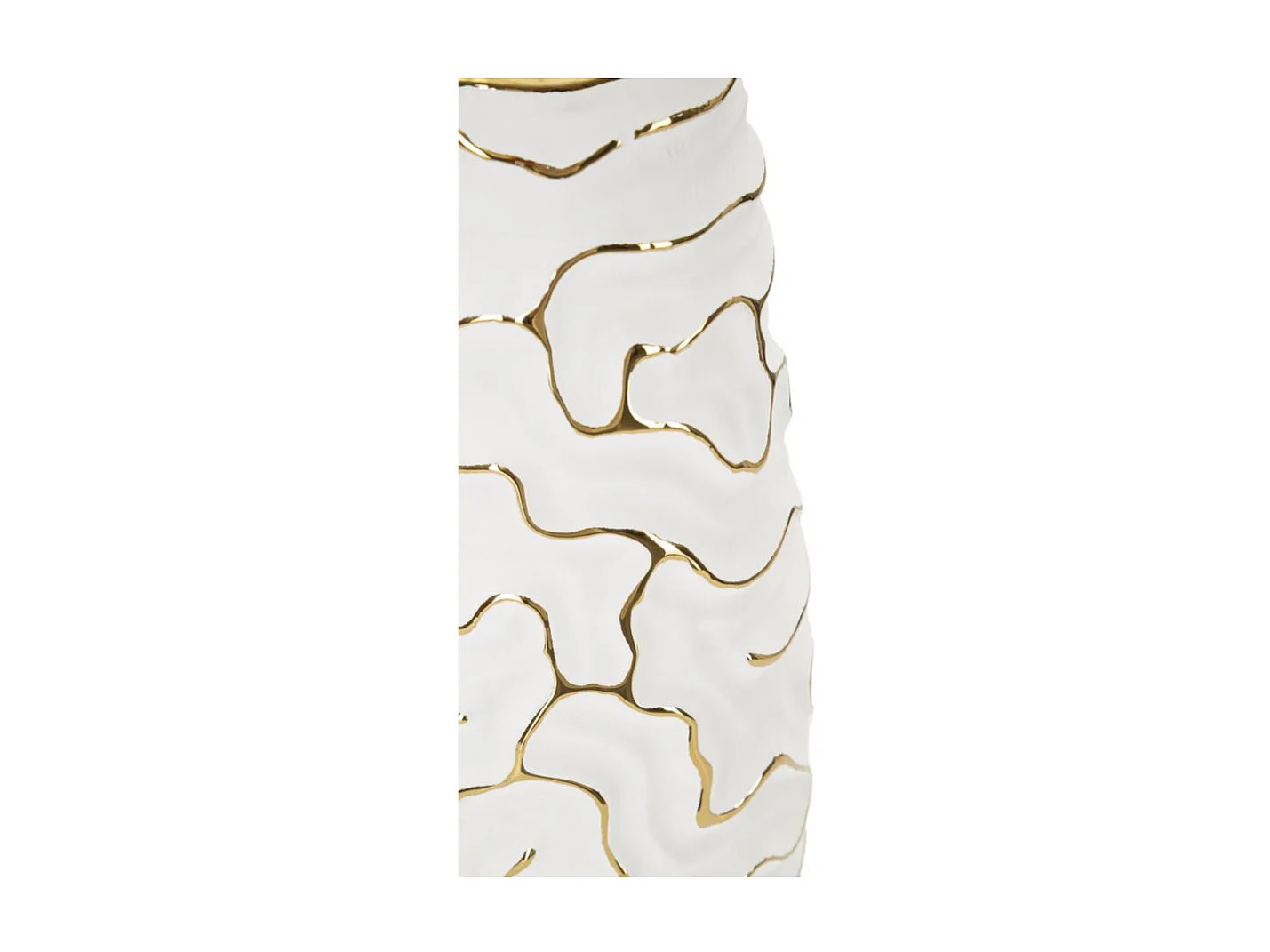 Decoratieve witte en gouden keramische vaas Ø 12x29,5 cm
