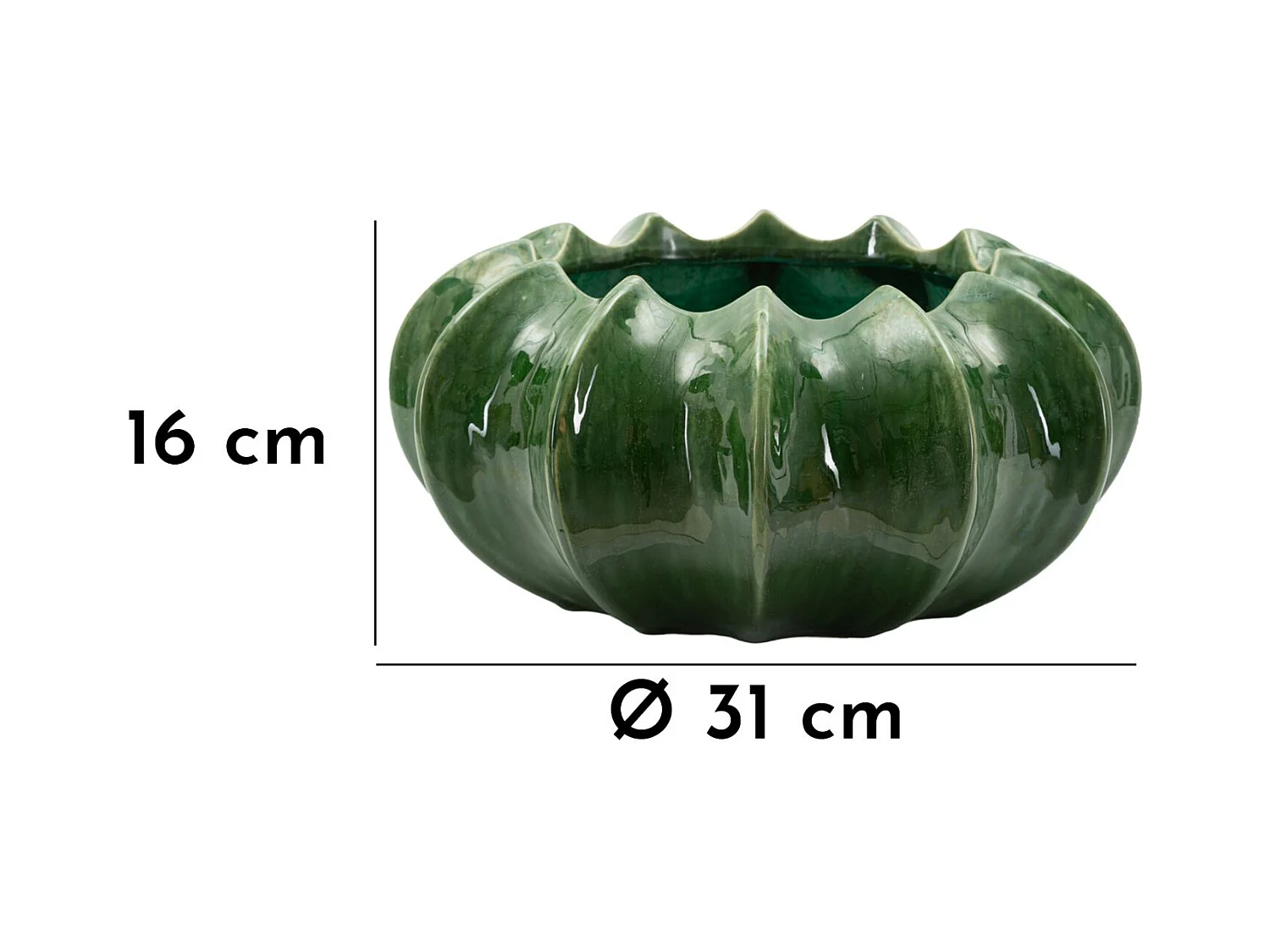 Vaso in ceramica colore verde cm ø 31x16