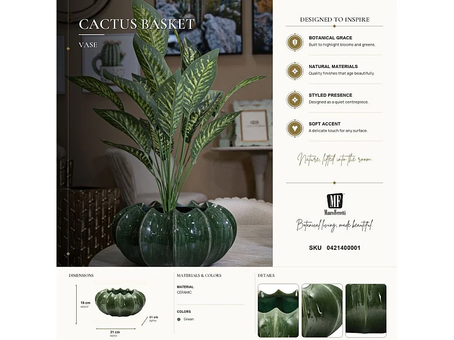 Macetero cubremaceta de cerámica Ø 31 cm Cactus 16
