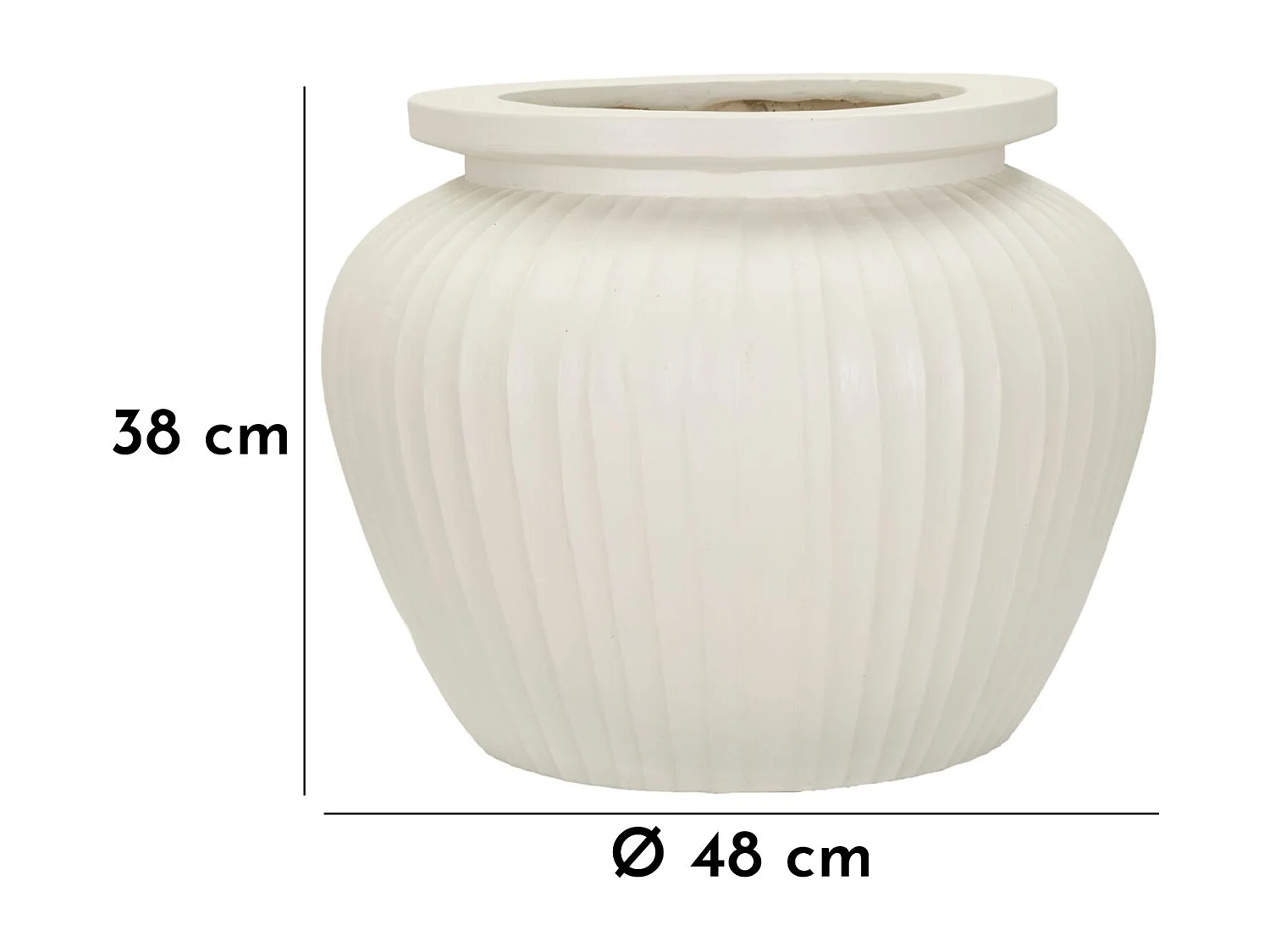 Vaso in magnesio colore crema cm ø 48x38