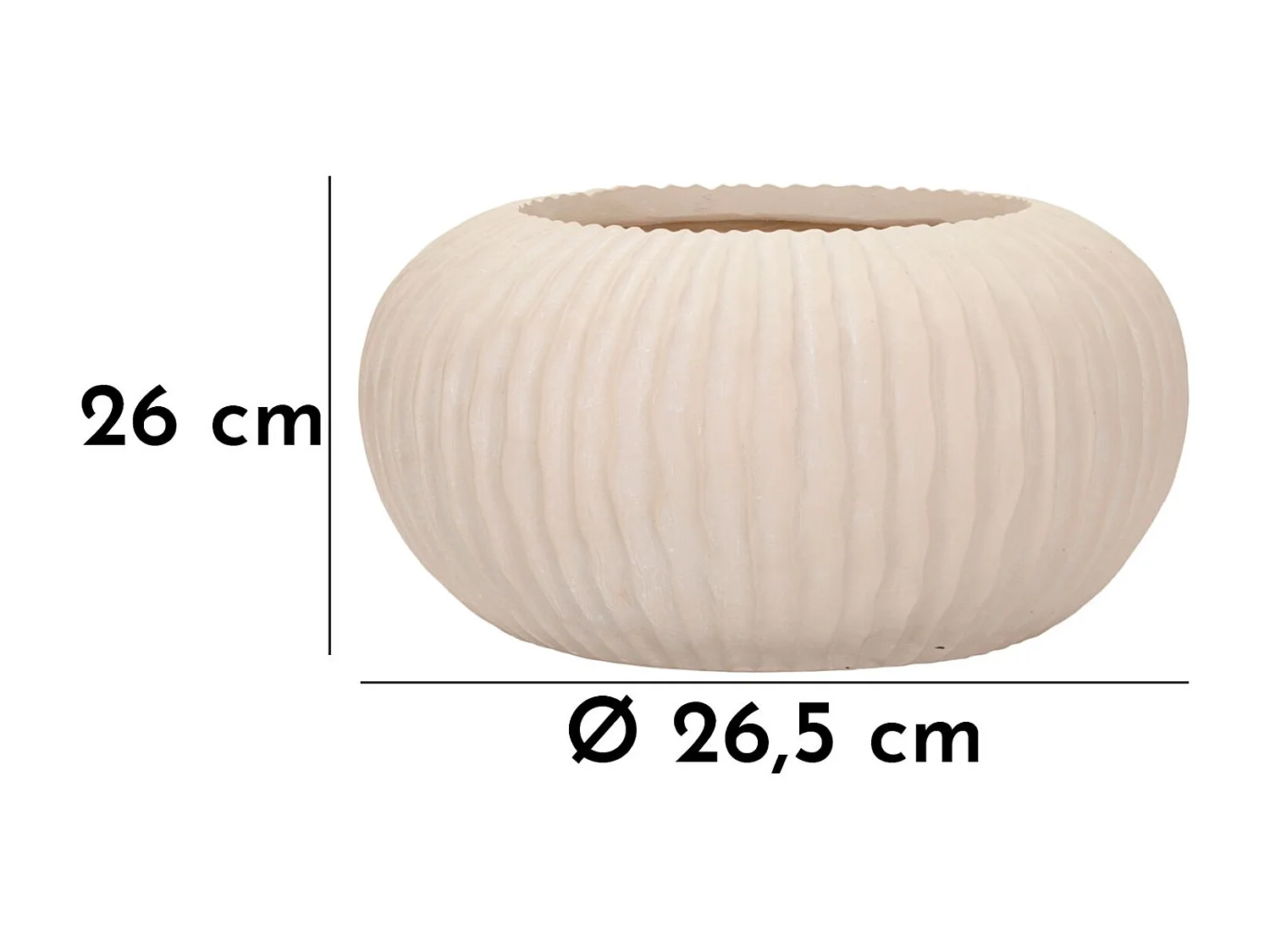 Vaso in magnesio colore crema cm ø 35x18
