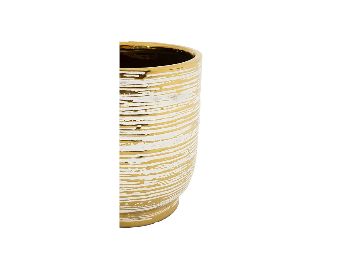 Lot de 2 Vases en Céramique "Melody" 24cm Or & Blanc