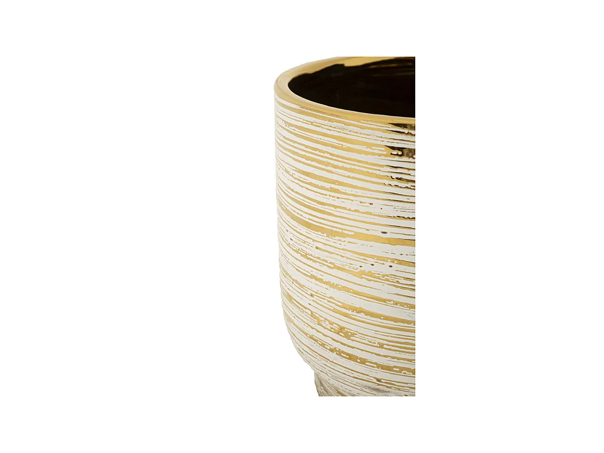 Lot de 2 Vases en Céramique "Melody" 24cm Or & Blanc