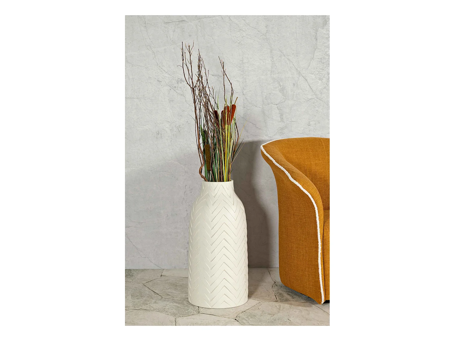 Vaso in magnesio colore crema cm ø 29x60