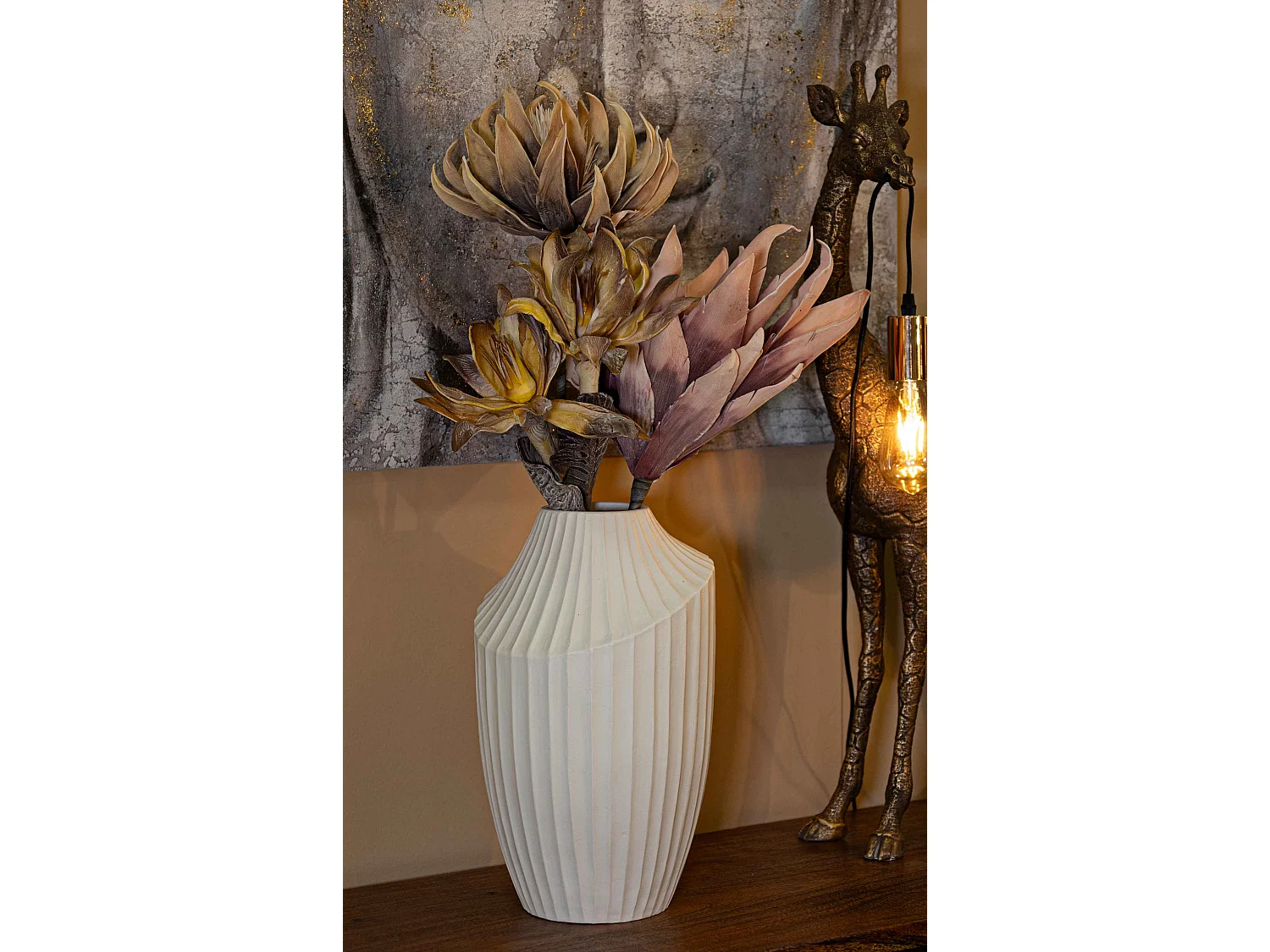 Vaso in magnesio colore crema cm ø 22,5x38