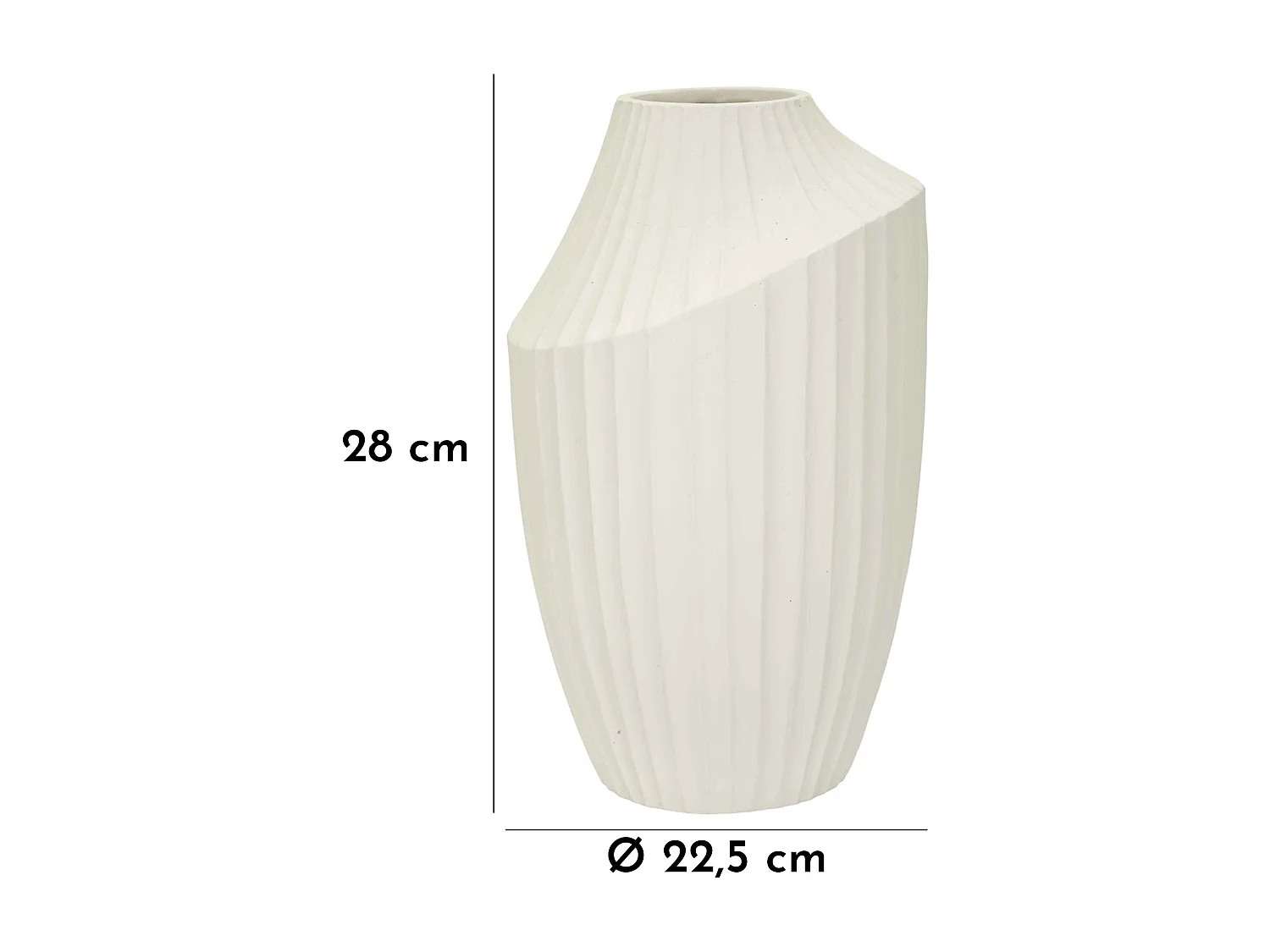 Vaso in magnesio colore crema cm ø 22,5x38